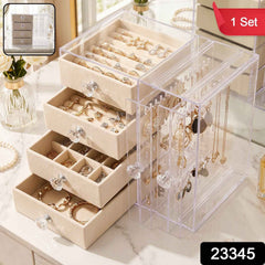 Acrylic Jewelry Organizer Box, Multi-Drawer Velvet Storage for Rings (1 Set)