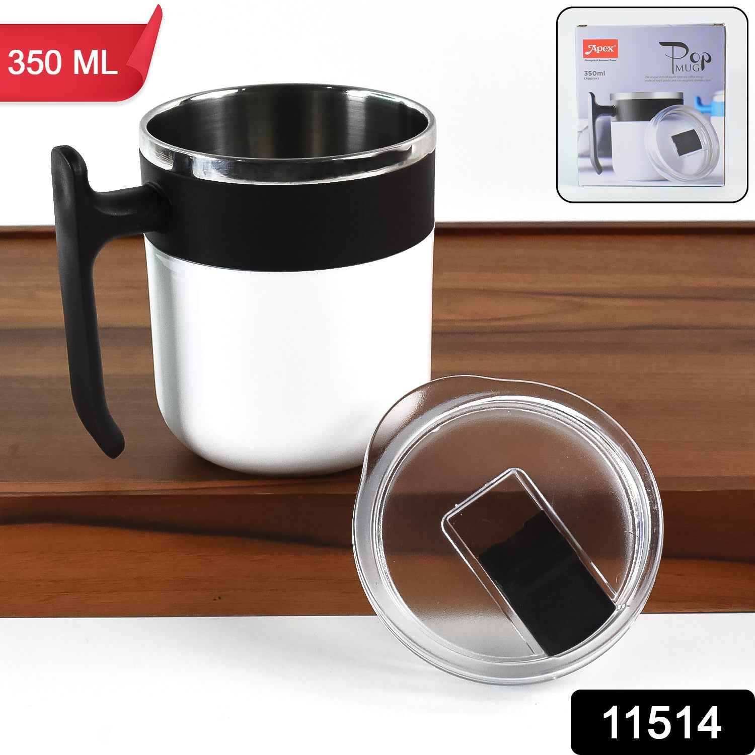 Insulated Mug – 350ml Stainless Steel, Spill-Resistant