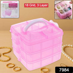 Plastic Organizer Box – 18-Grid 3-Layer Adjustable Storage | Organivo