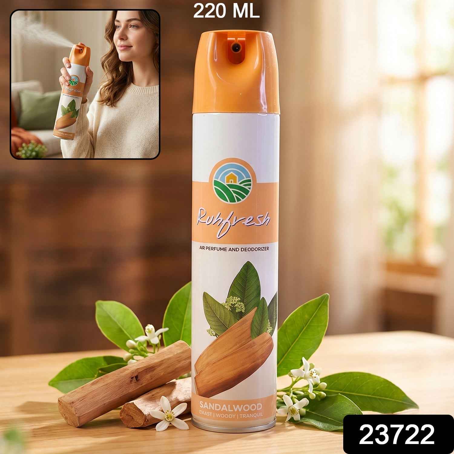 Sandalwood Air Freshener Spray Ð Long Lasting Fragrance for Homes & Offices