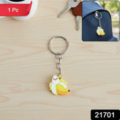 Banana Shape Keychain – Cute Cartoon Design with Metal Ring