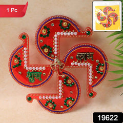 Acrylic Swastik Shubh Labh Wall Hanging – Auspicious Festival Decor