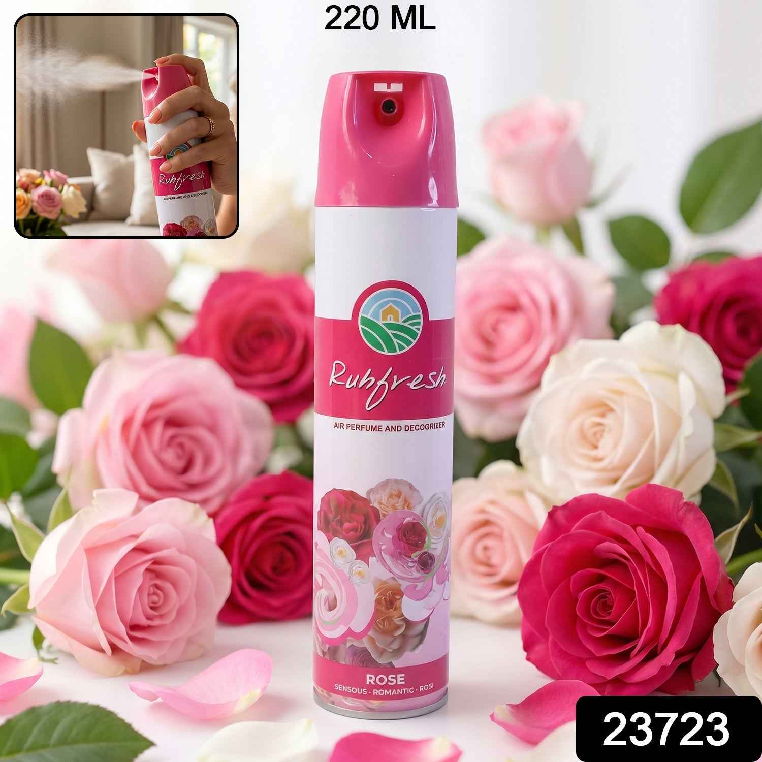 Rose Air Freshener Spray Ð Long Lasting Floral Scent in 220 ML