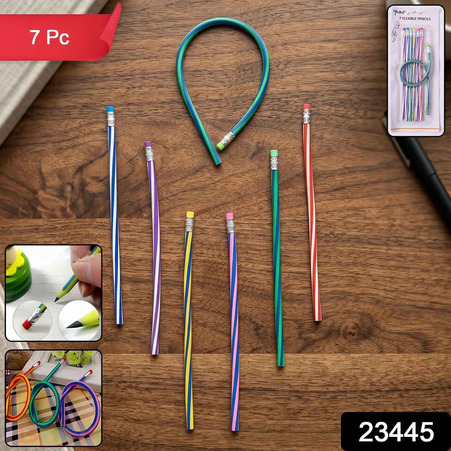Swirl Design Pencils Set Ð Vibrant Colors with Built-in Erasers
