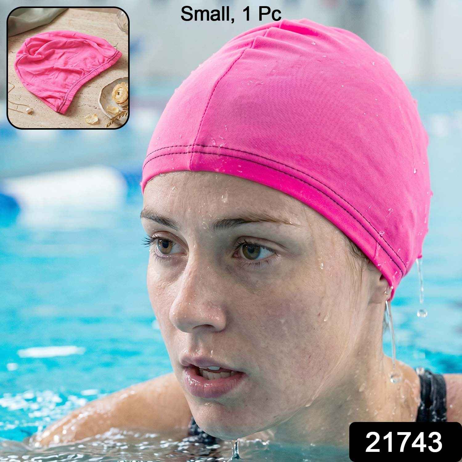 Small Premium Stretchable Pink Swimming Cap Ð Comfortable Fit for Short Hair