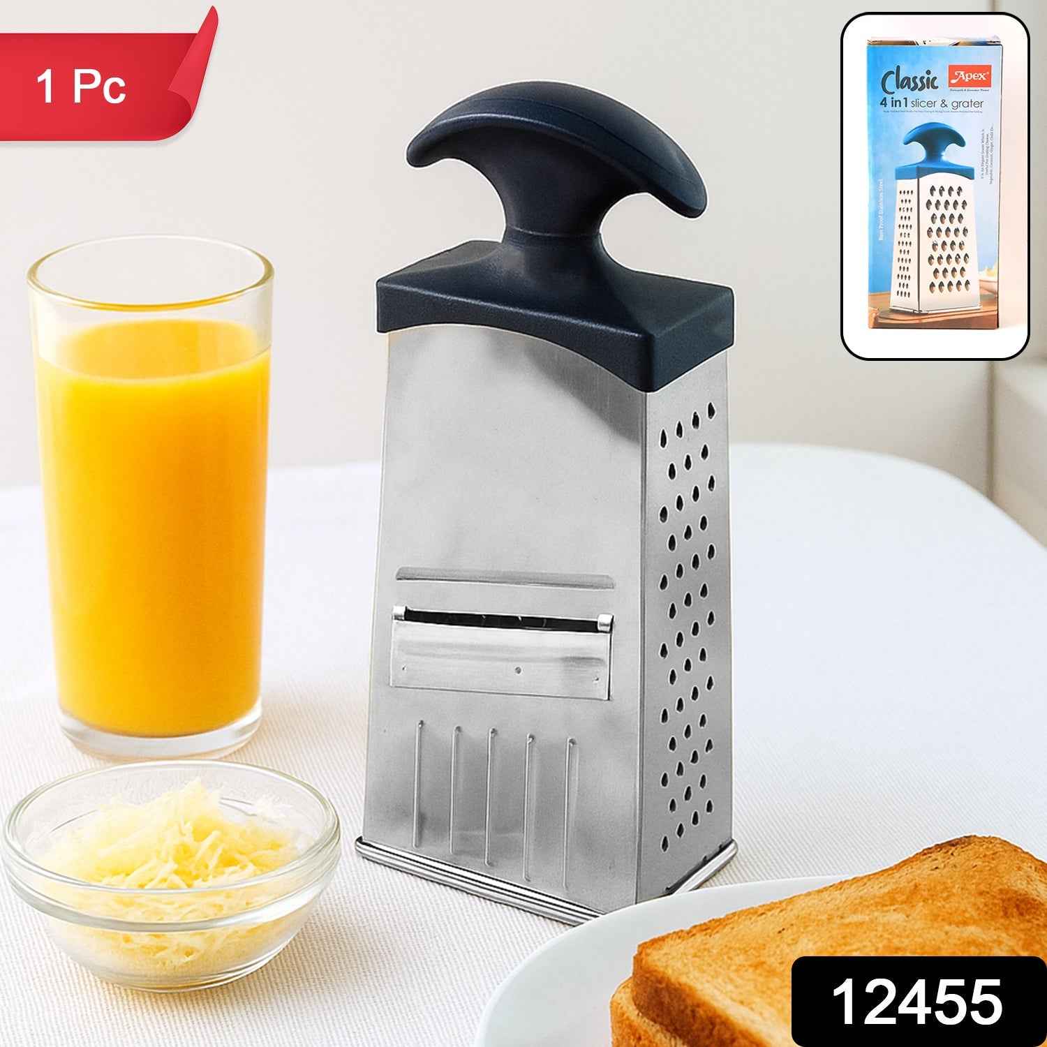 Stainless Steel 4-in-1 Grater & Slicer – Multipurpose Kitchen Tool