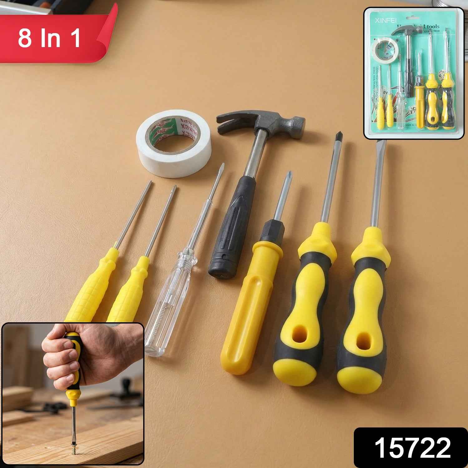 8 in 1 Hand Tool Kit – Compact DIY Repair & Maintenance Set