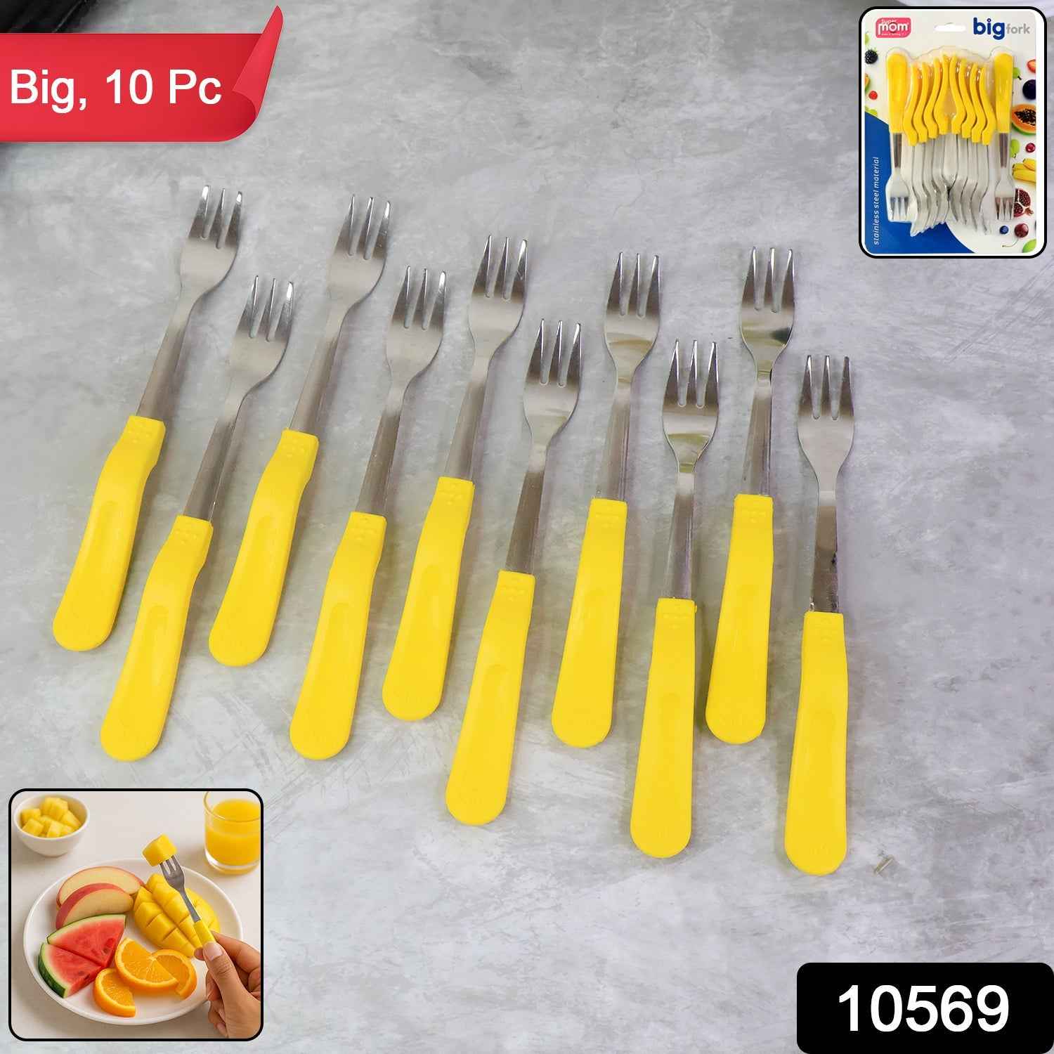 Stainless Steel Big Fork Set – Durable 10-Piece Dining Forks