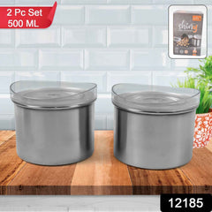 Airtight Stainless Steel Containers – See-Through Lid, 500ML (Set of 2) | Konvex