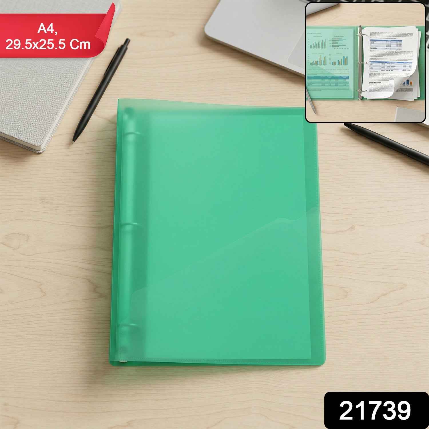 A4 Size Transparent Ring Binder Folder Ð Durable for Document Organization