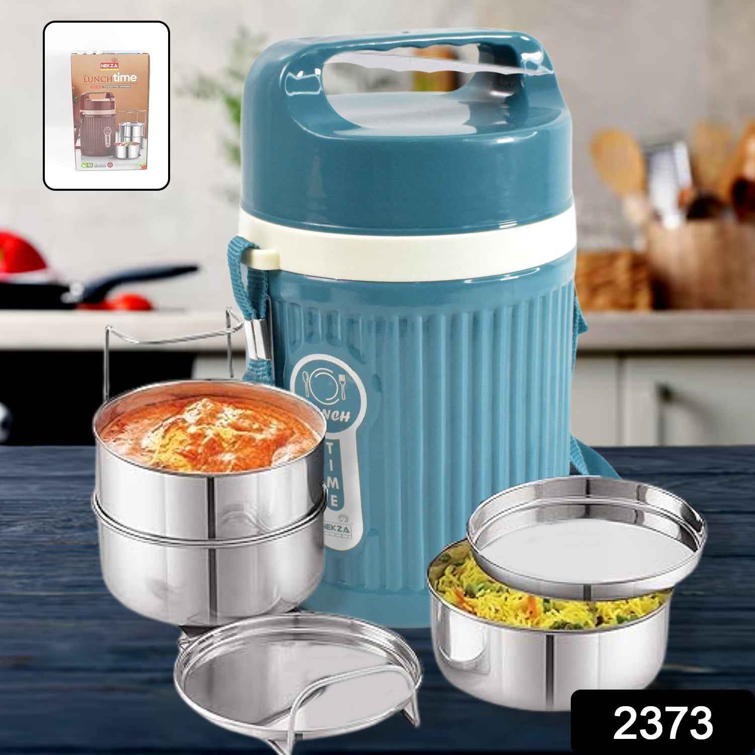 Insulated Stainless Steel Tiffin – 3 Compartment Leakproof | Nekza