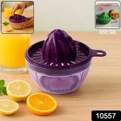 Manual Citrus Juicer 650ml – Seed Filter & Durable Plastic