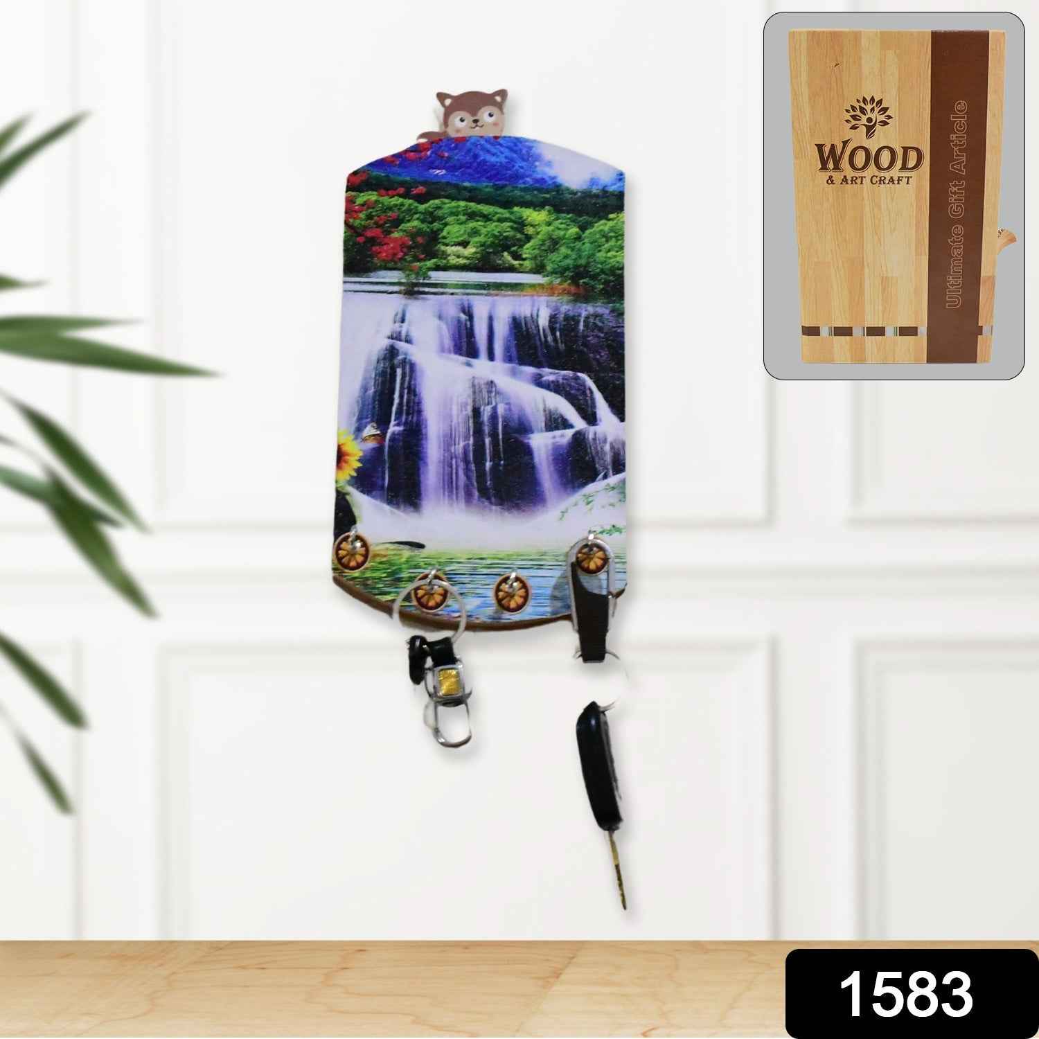 Wooden Wall Decor with Hooks – Vertical Scenery Art | GlimmerHome