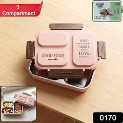 3-Compartment Stainless Steel Lunch Box – Leak-Proof & Durable