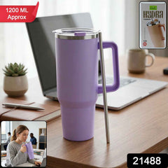 Insulated Tumbler Mug – Large 1200ML Capacity with Handle & Straw
