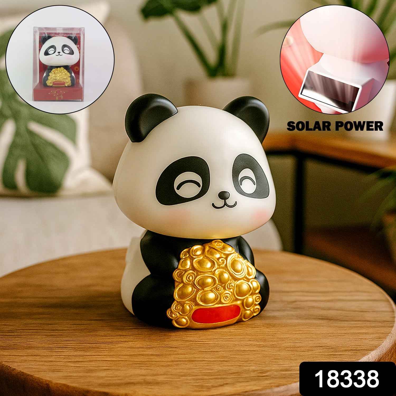 Solar Panda Car Decor – Moving Dashboard Showpiece | Velvet Wheels