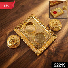 Kumkum Holder – Elegant Golden Floral Pooja Accessories