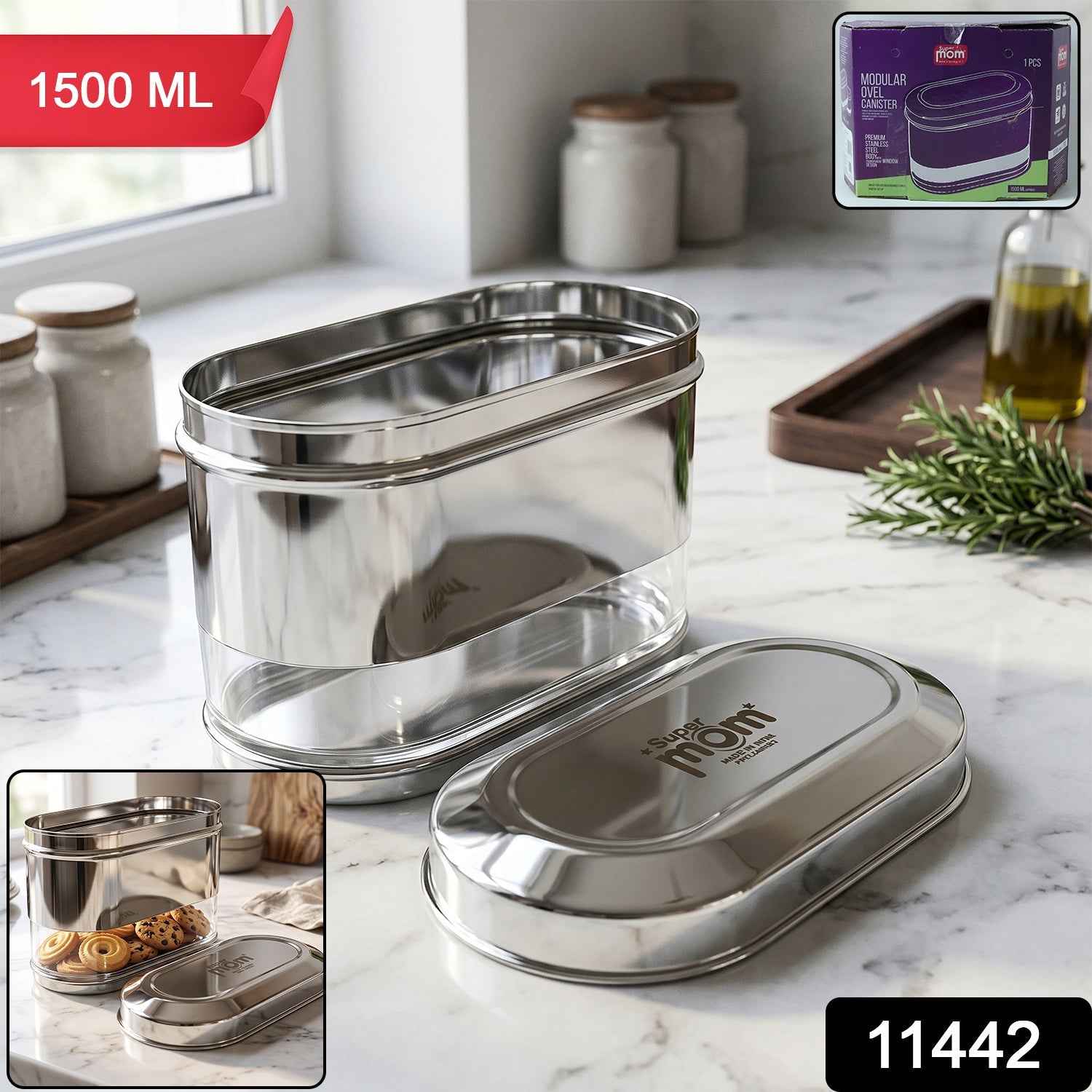 Stainless Steel Oval Canister Ð Airtight Food Storage for Freshness