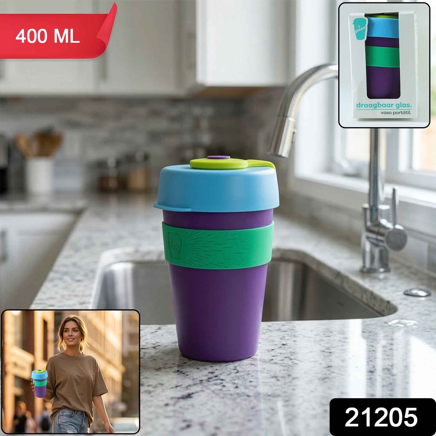Reusable Colorful Travel Mug Ð Spill-resistant & Stylish 400 ML