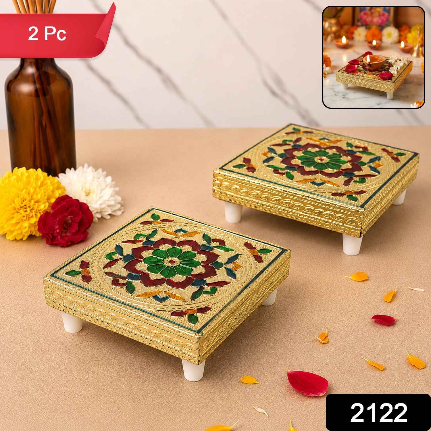 Wooden Pooja Chowki – Handicraft Bajot for Home Temple | Styleva