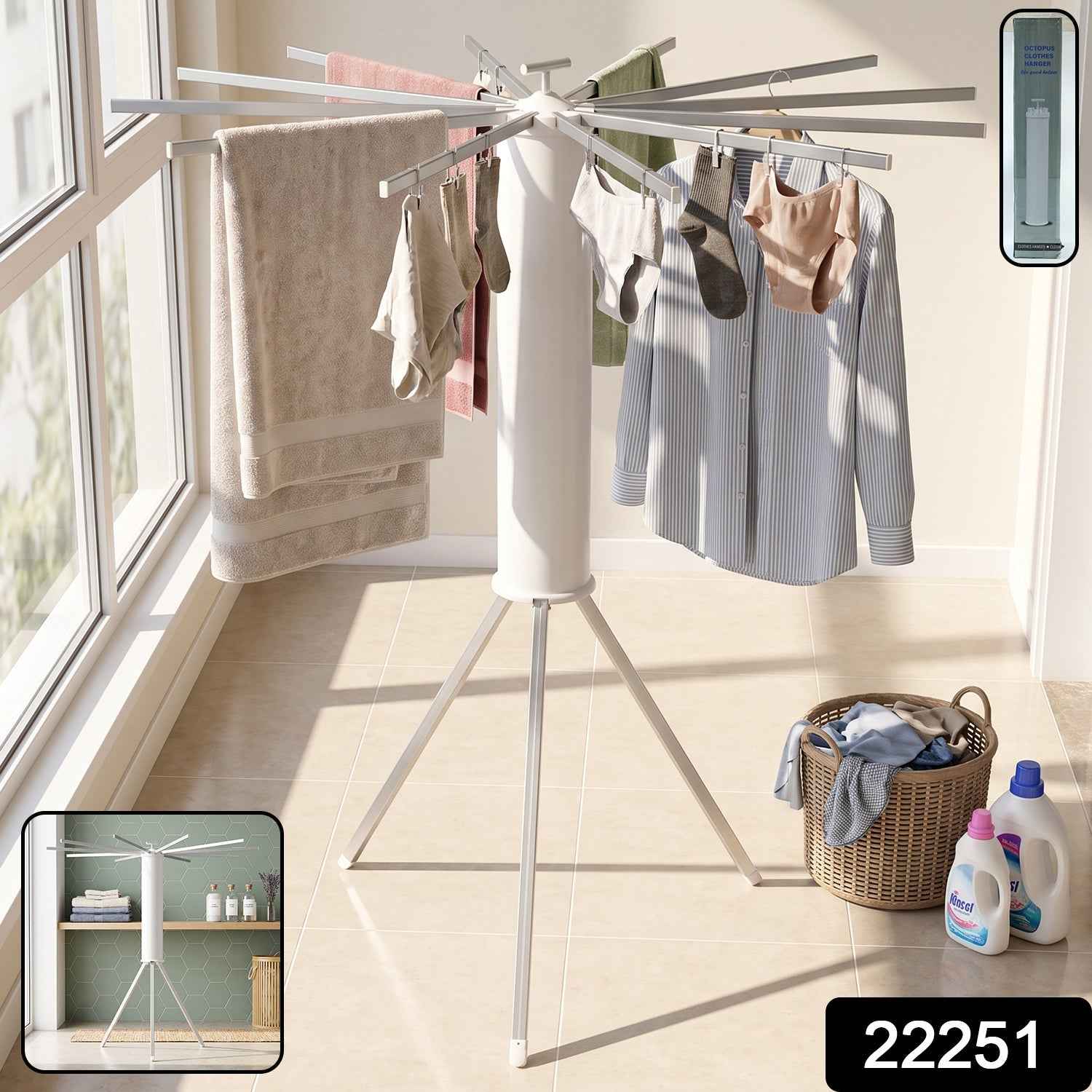 Foldable Octopus Clothes Drying Rack Stand Tripod Cloth Hanger for Home (1 Pc)