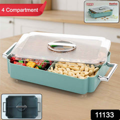 4 Compartment Plastic Food Storage Container – Multipurpose Kitchen Organizer