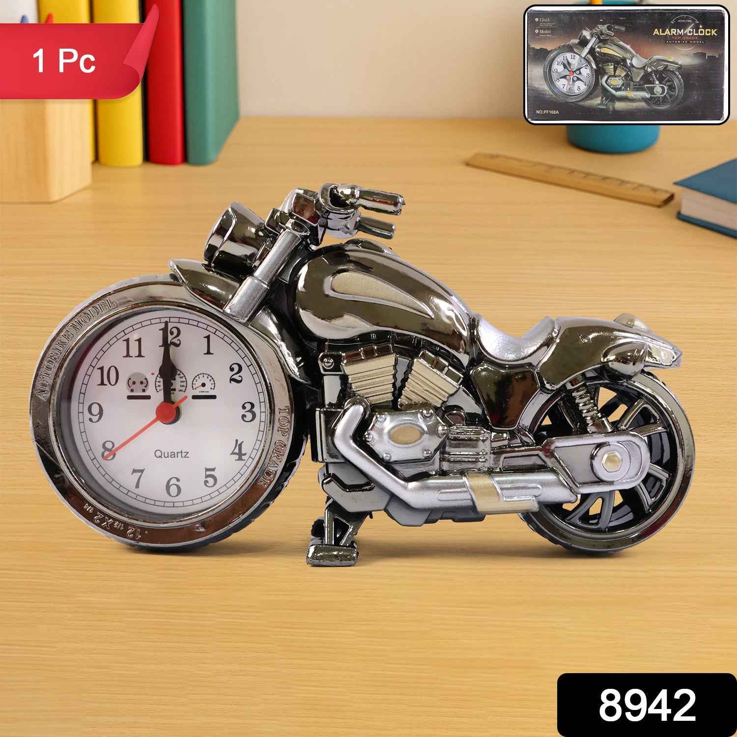 Motorcycle Alarm Clock – Stylish Analog Table Clock for Home Decor