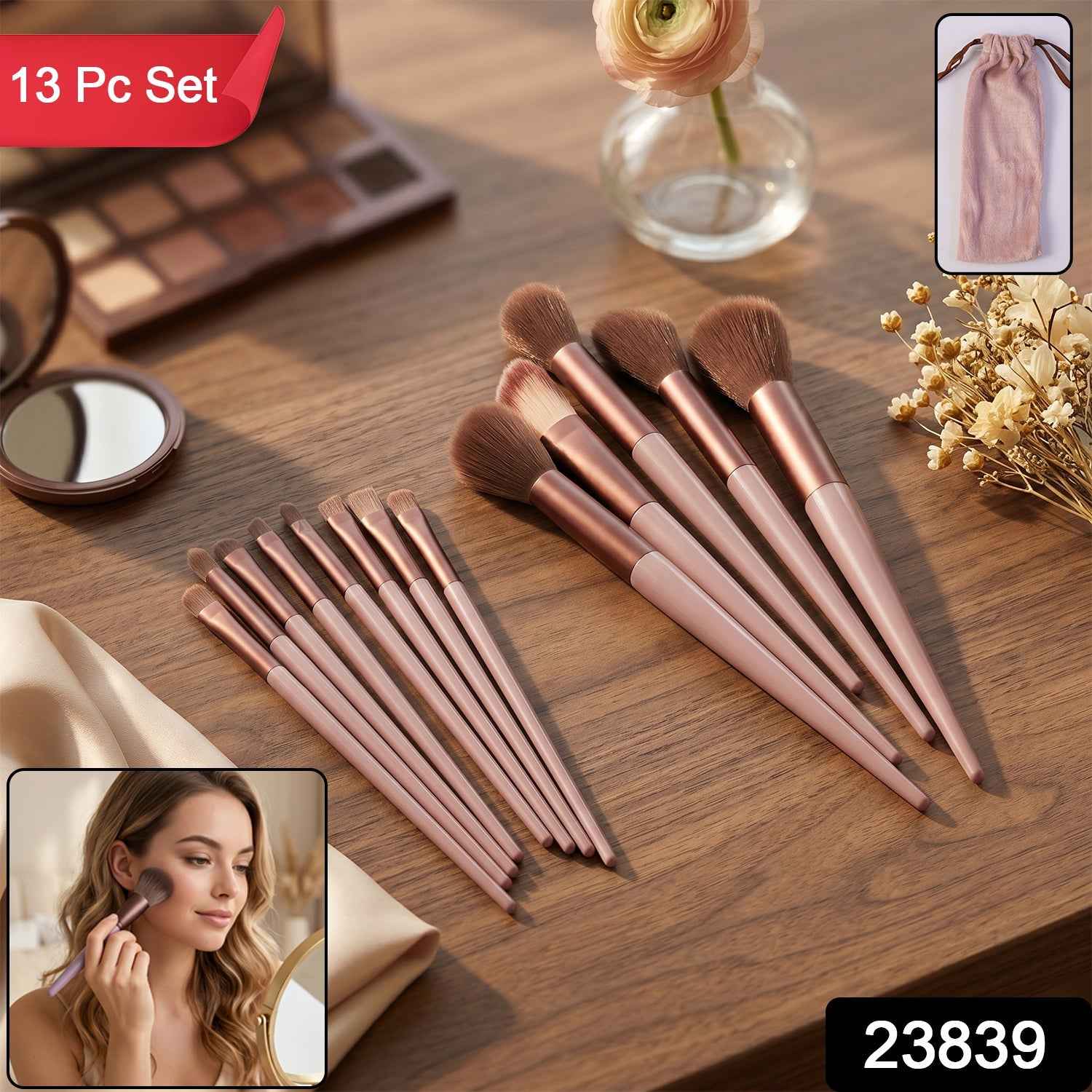 Professional Makeup Brush Set Ð Complete 13-Piece Collection with Pouch