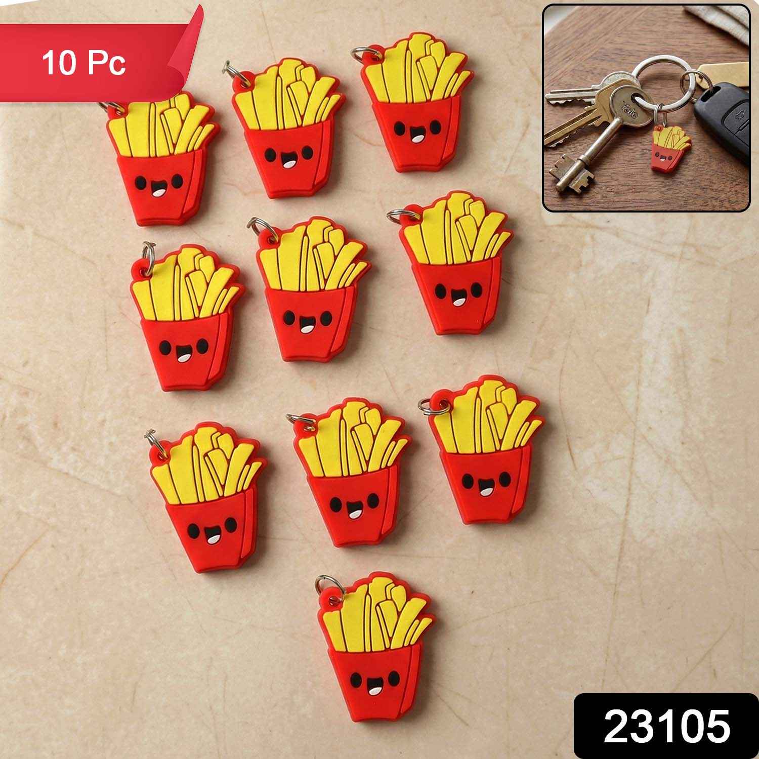 French Fries Bag Charm Keychain – Fun Food-Themed Accessory