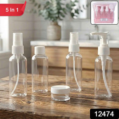Travel Cosmetic Bottle Set – 5-in-1 Refillable Toiletry Containers