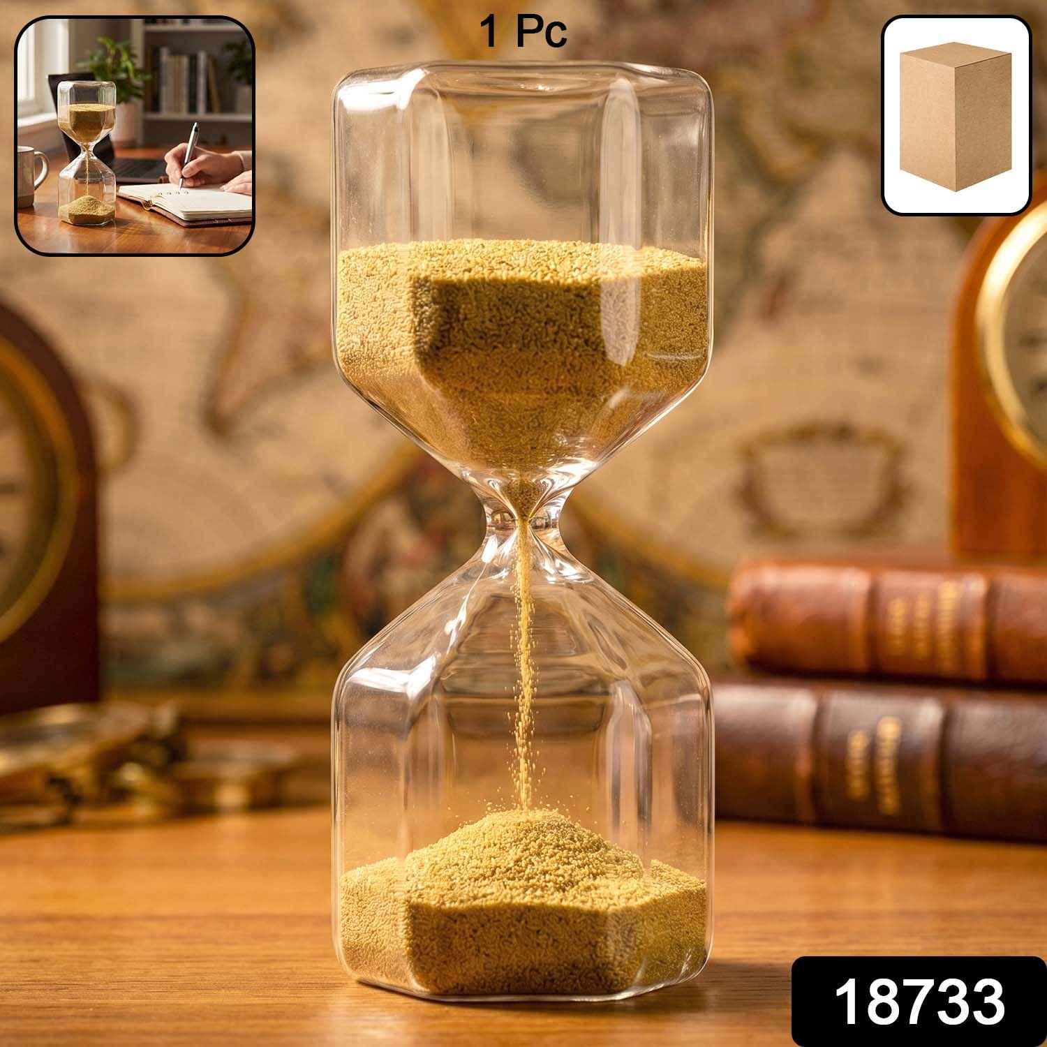 Elegant 4-Minute Glass Sand Timer for Desk & Decor