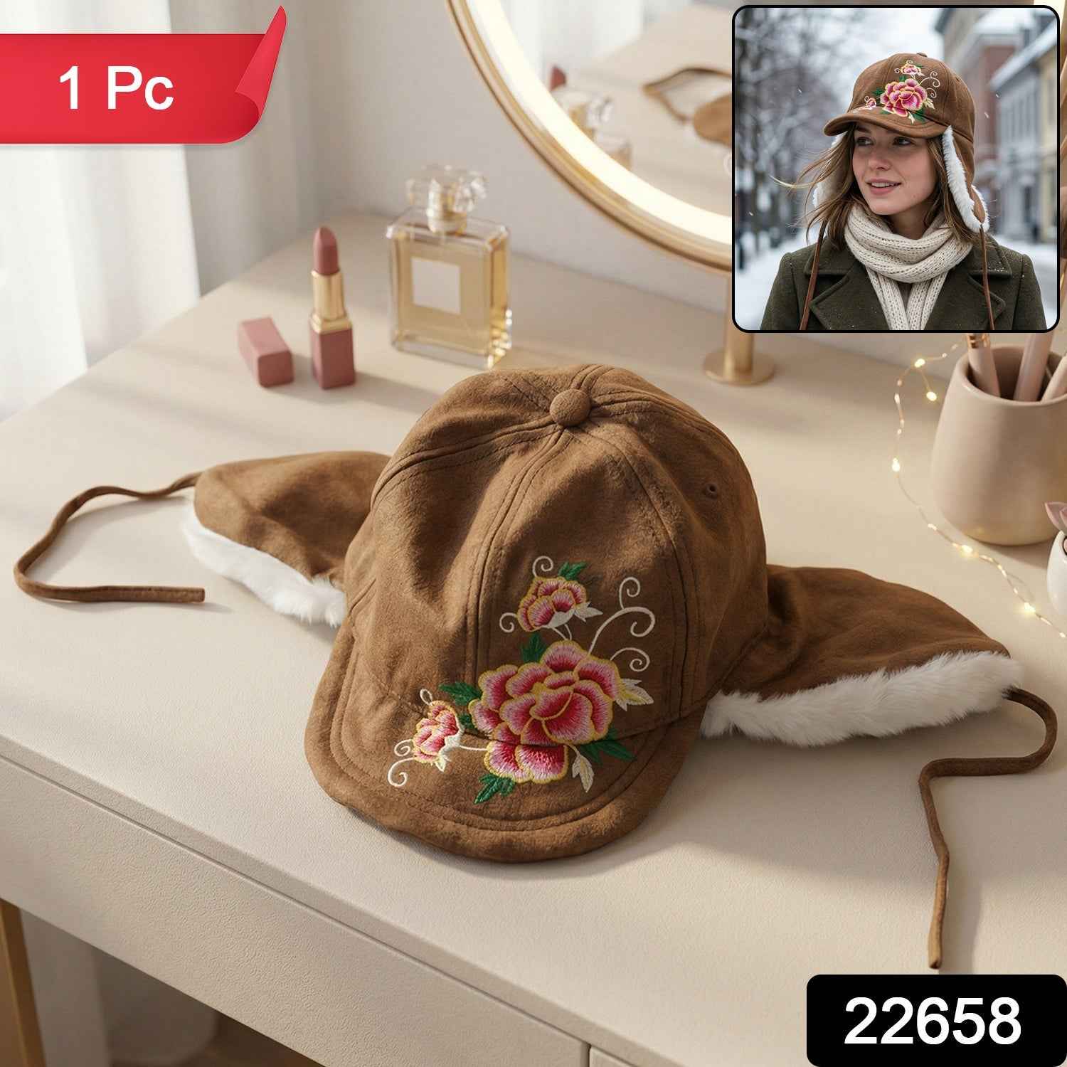 Winter Ear Flap Cap – Warm, Stylish & Adjustable Fit for Women