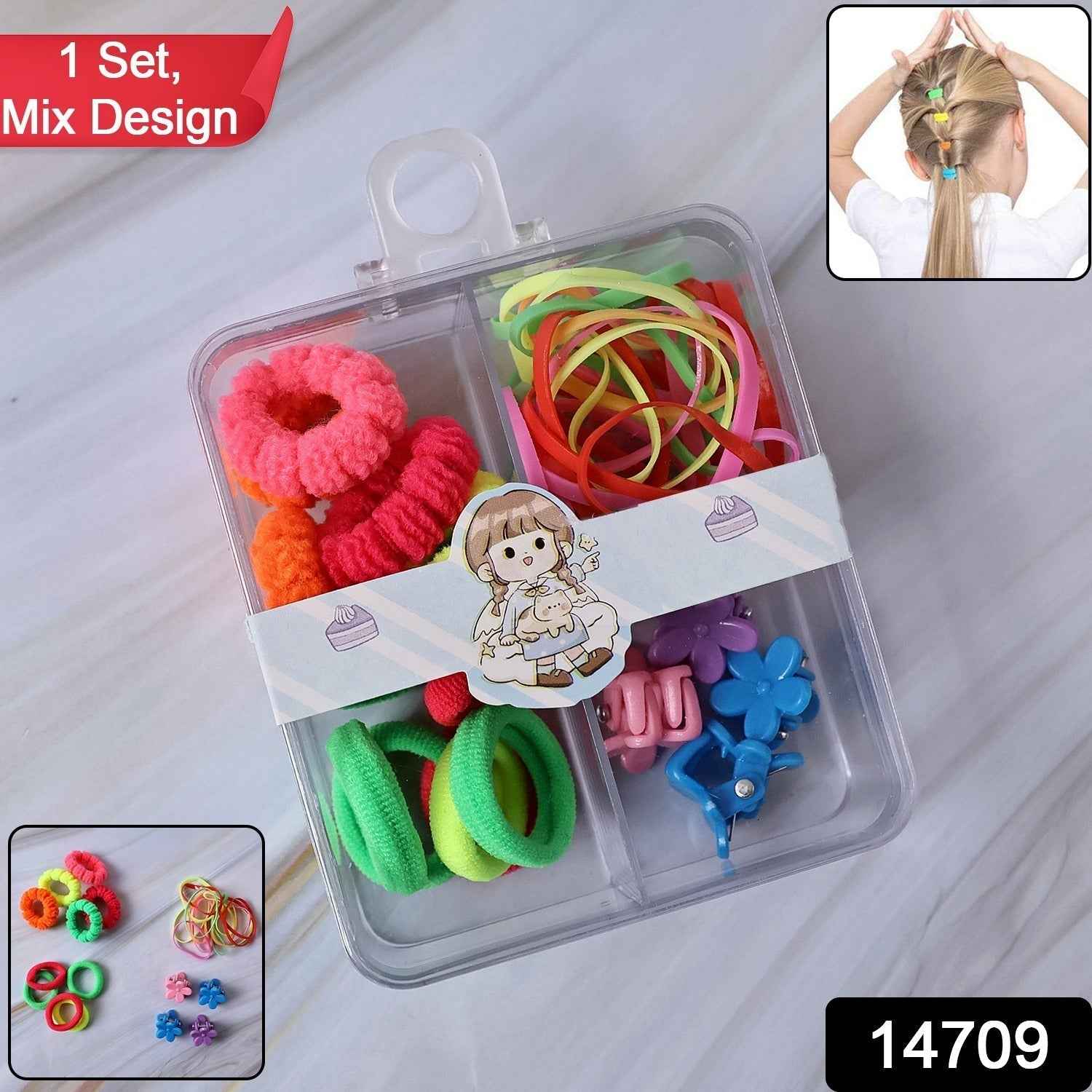 Kids Hair Accessories Set – Vibrant Mix with Storage Box