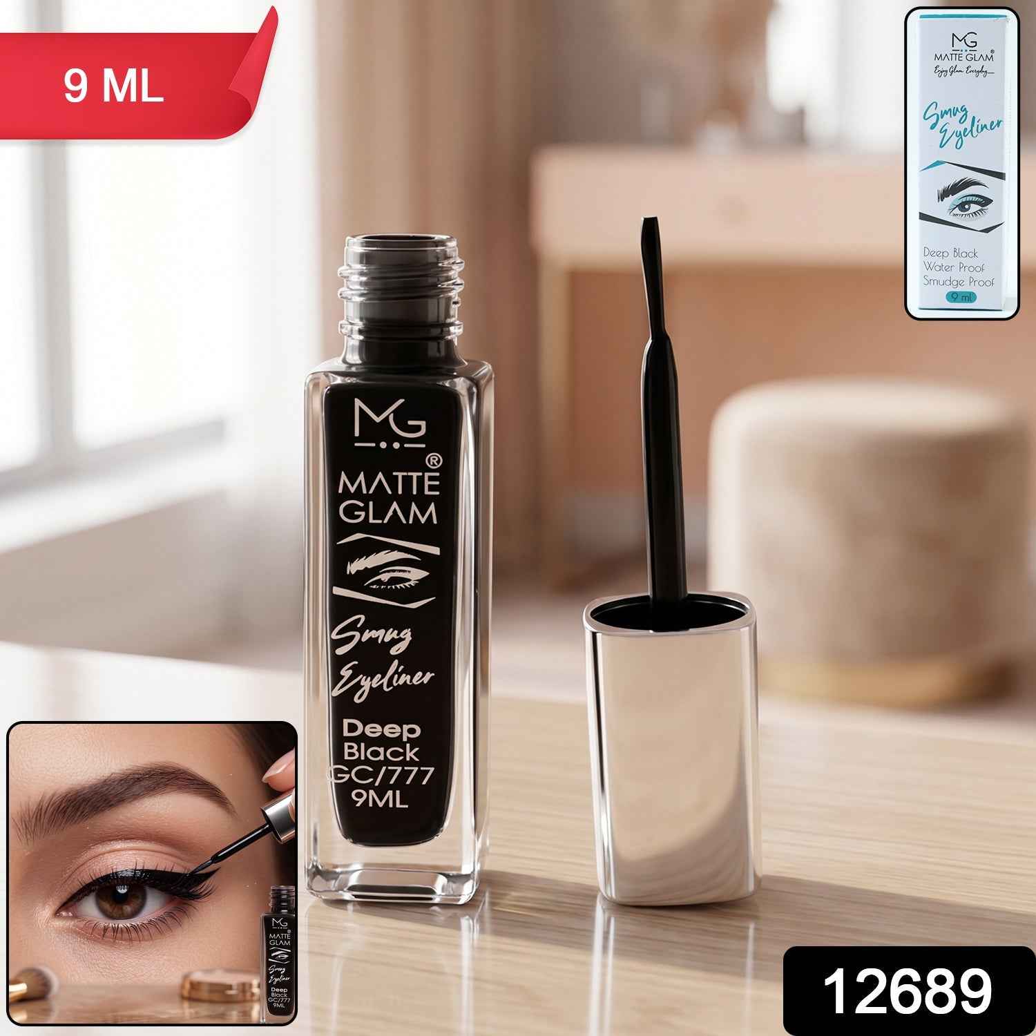 Deep Black Matte Eyeliner – Smudge Proof, Long Lasting
