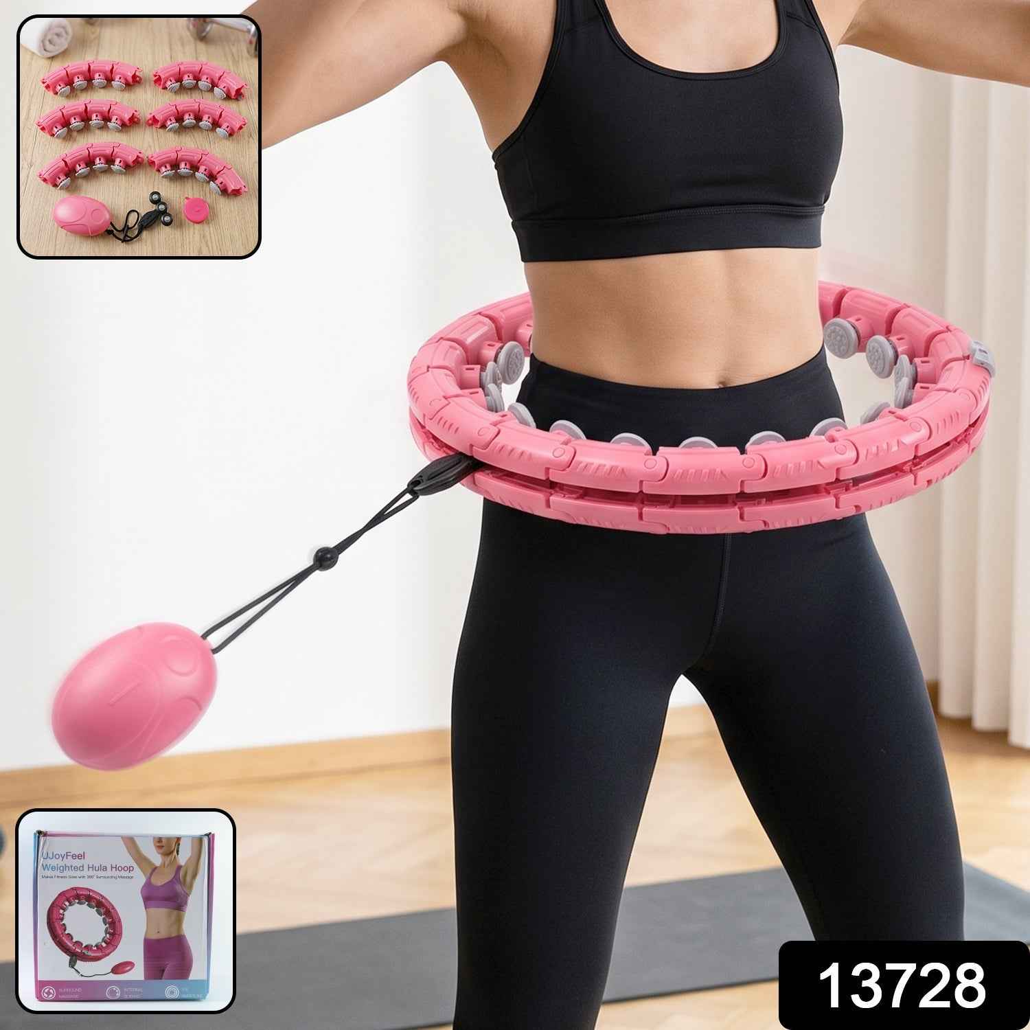 Adjustable Smart Weighted Hula Hoop with Massage Ball for Waist Slimming (1 Pc)