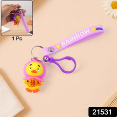 Cartoon Duck Keychain – Cute Rainbow Strap Accessory