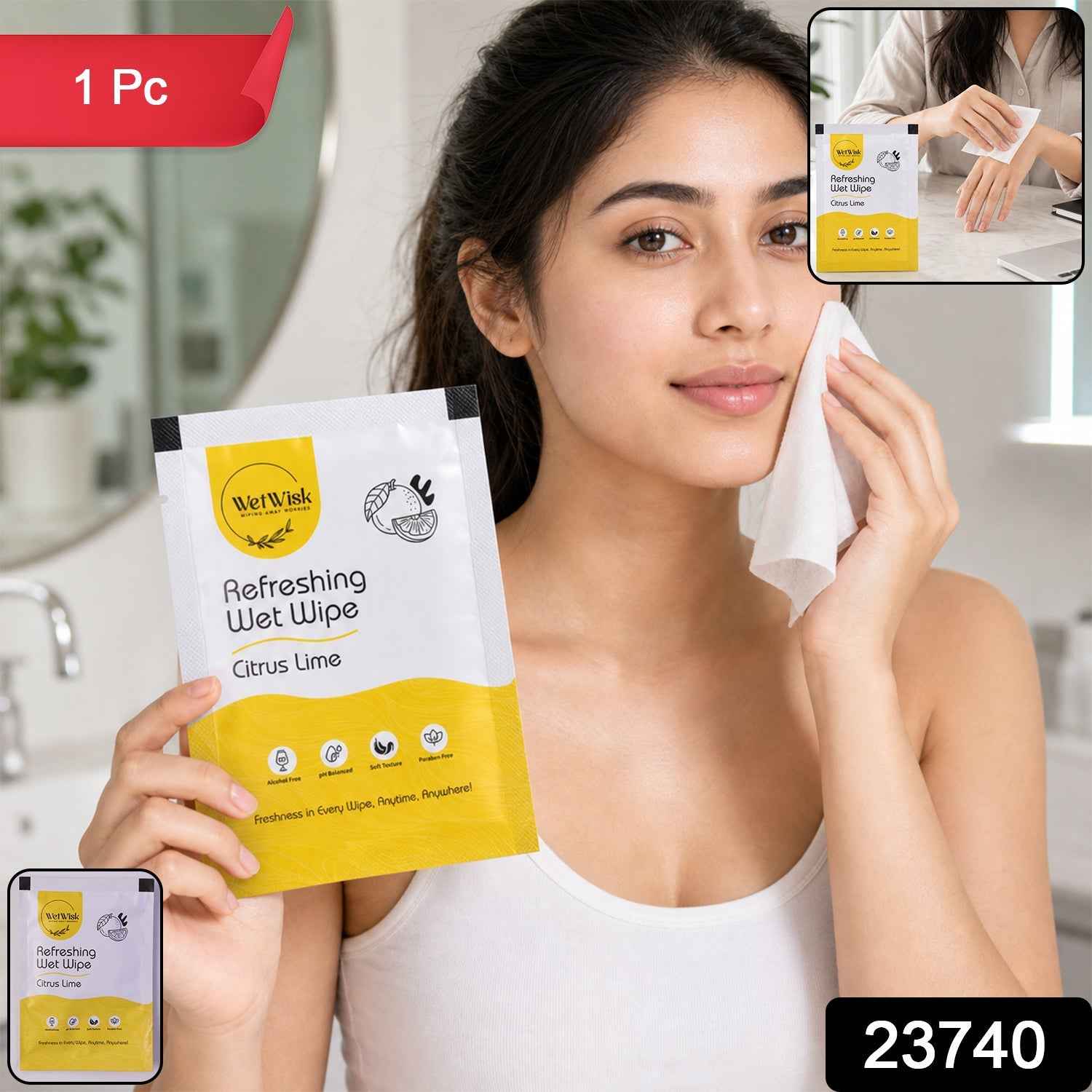 Citrus Lime Wet Wipes Ð Refreshing & Gentle Face, Hand & Body Cleansing