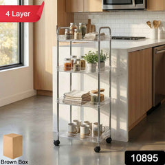 4 Layer Storage Trolley with Wheels – Multipurpose Organizer Cart