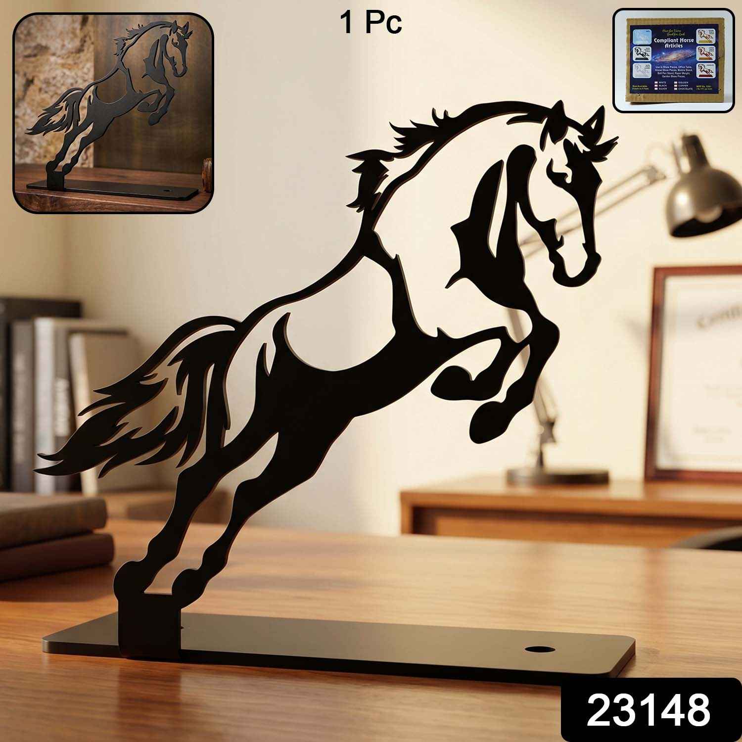 Metal Horse Sculpture Ð Modern Desk Decor for Sophistication