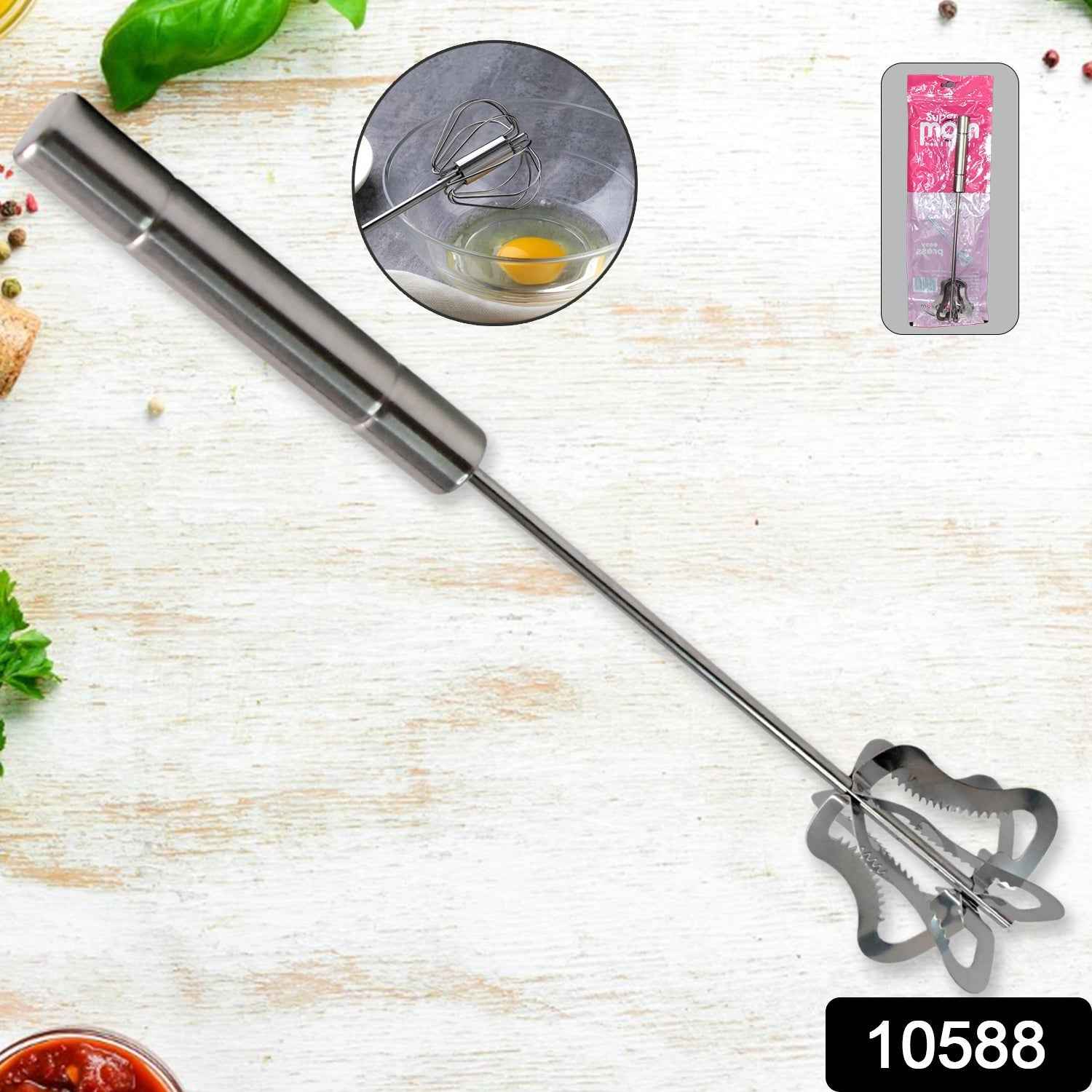 Stainless Steel Handy Churner – Manual Whisk for Lassi & Eggs