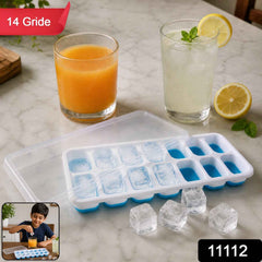 Multipurpose Plastic Ice Cube Tray Ð 14-Grid with Lid for Easy Freezing