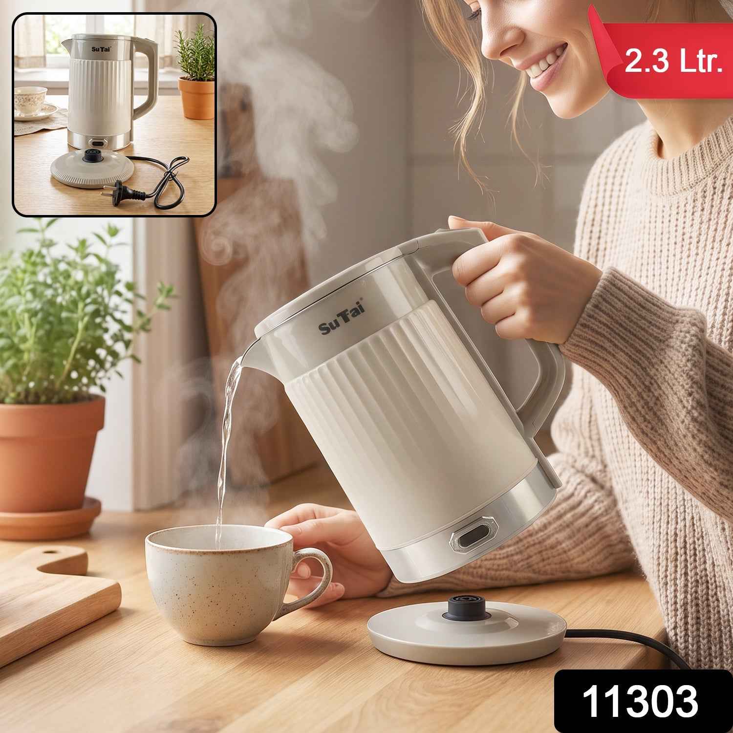Electric Kettle 2.3 Litre, Fast Boiling Water Kettle with Auto Shut-Off (1 Pc)