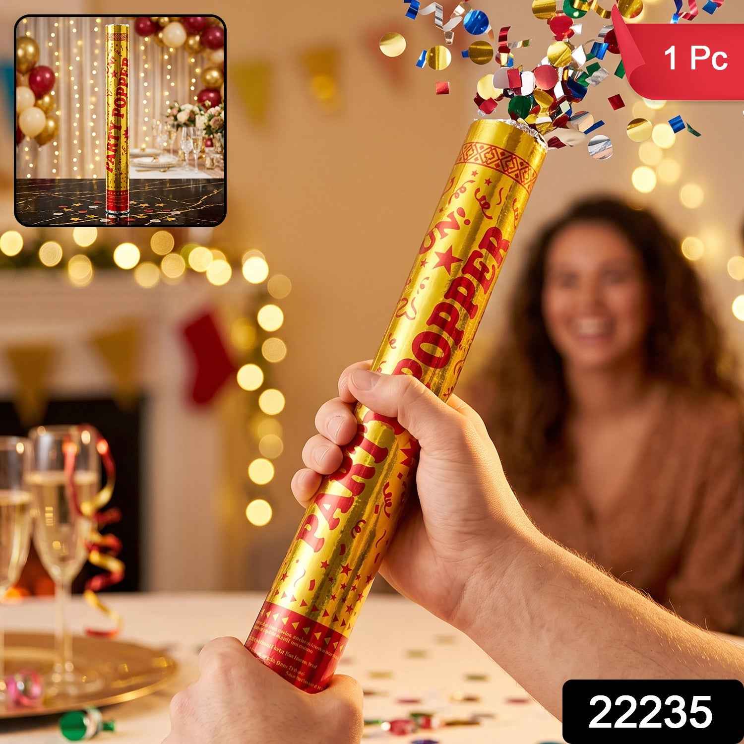 Golden Party Popper Confetti Cannon Shooter for Birthday and Celebr...
