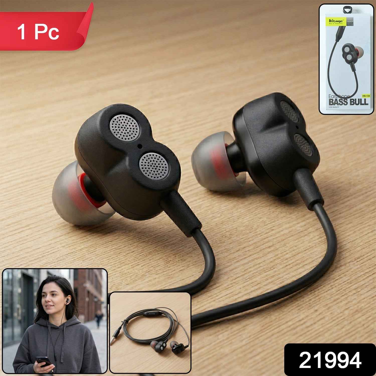 High Bass Earphones – Clear Sound with Built-in Mic & Comfort