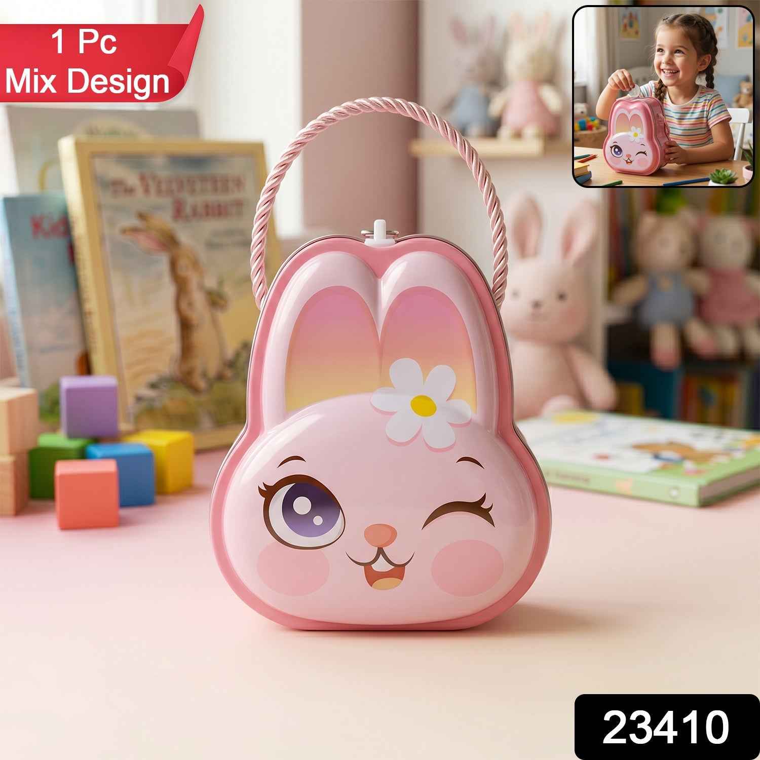 Kids Safe Lockable Bunny Piggy Bank Ð Fun & Durable Savings Toy