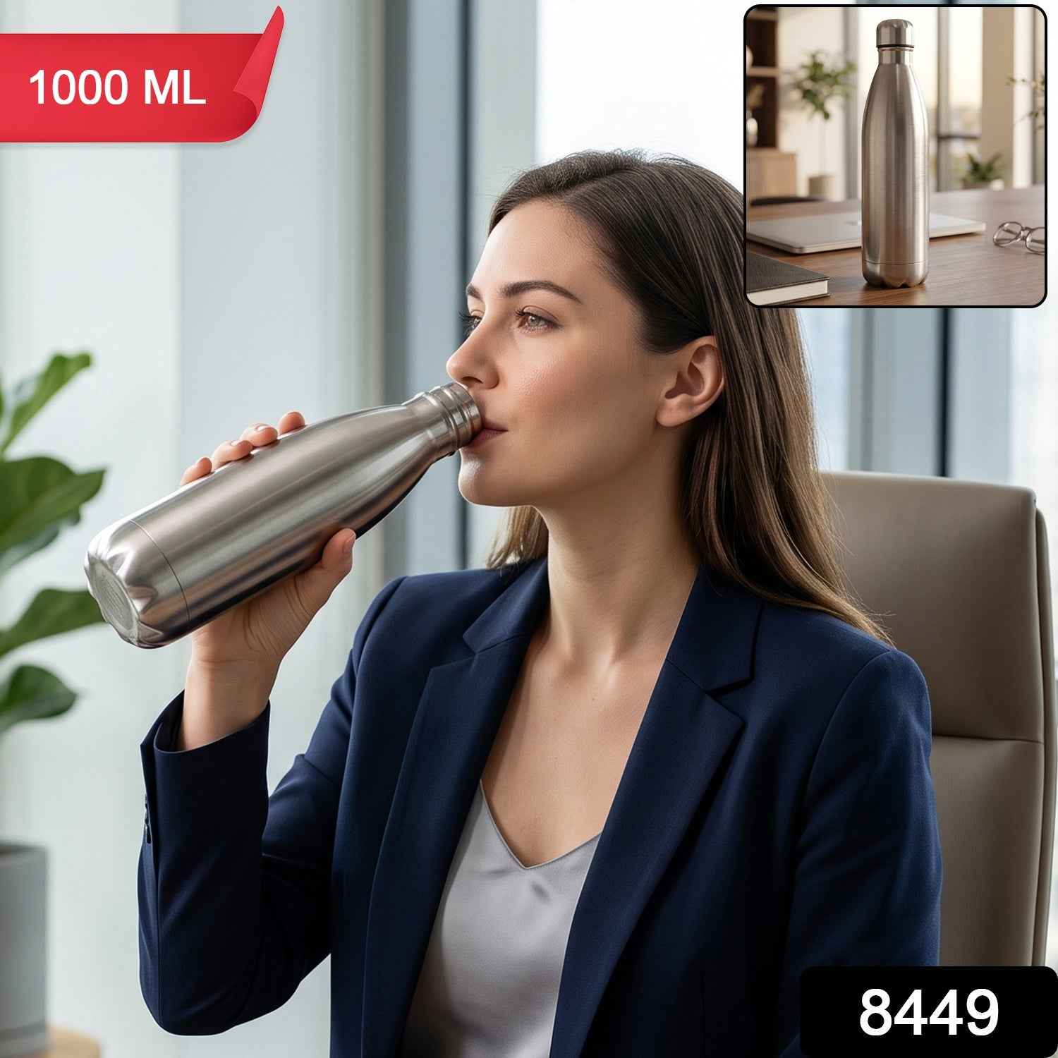 Stainless Steel Vacuum Insulated Water Bottle 1000 ML Hot Cold Flask (1 Pc)