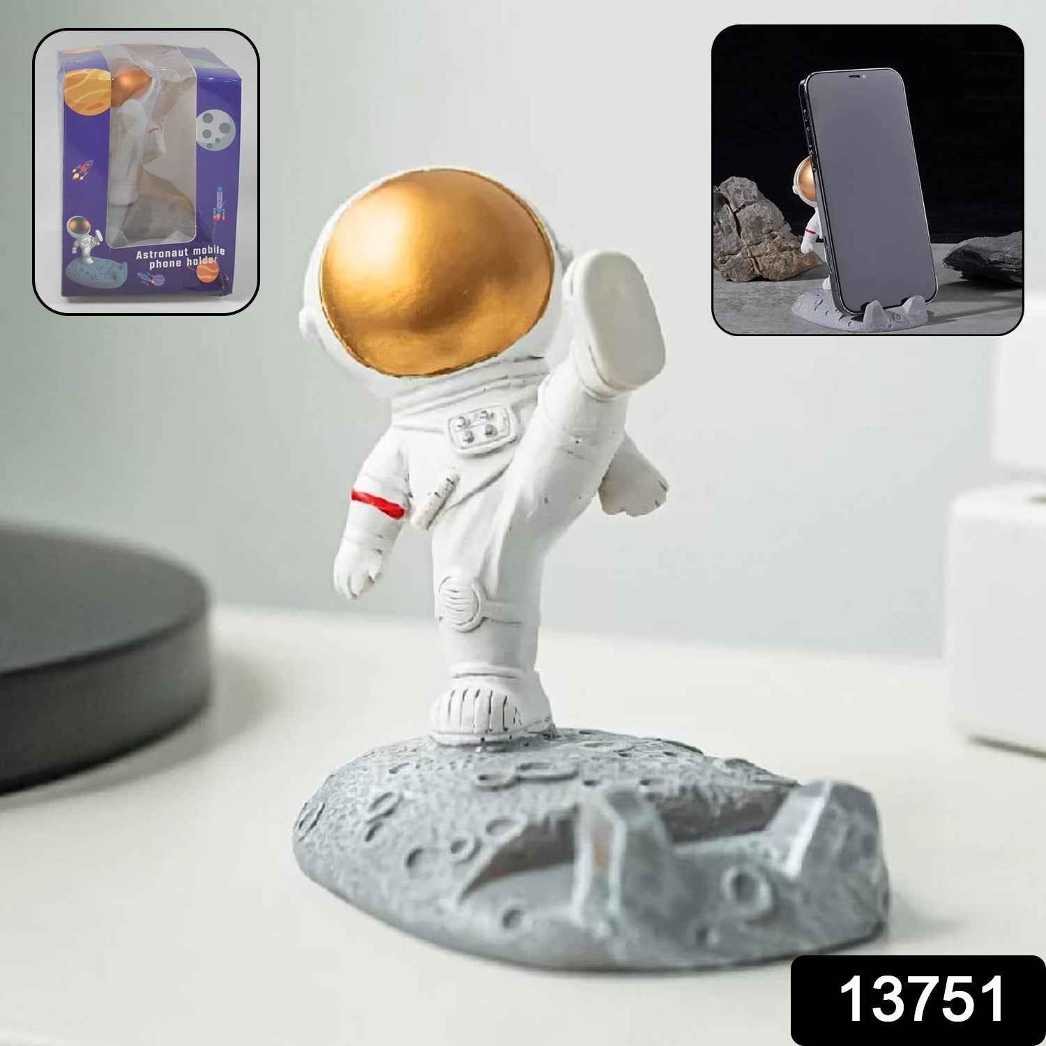 Astronaut Phone Holder – 3D Spaceman Design, Resin | PHOBIA