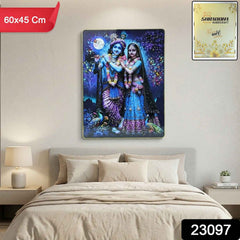 Radha Krishna Wall Frame – Divine Moonlight Artistic Decor