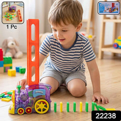 Automatic Domino Laying Train Engine Toy with Light and Music for K...
