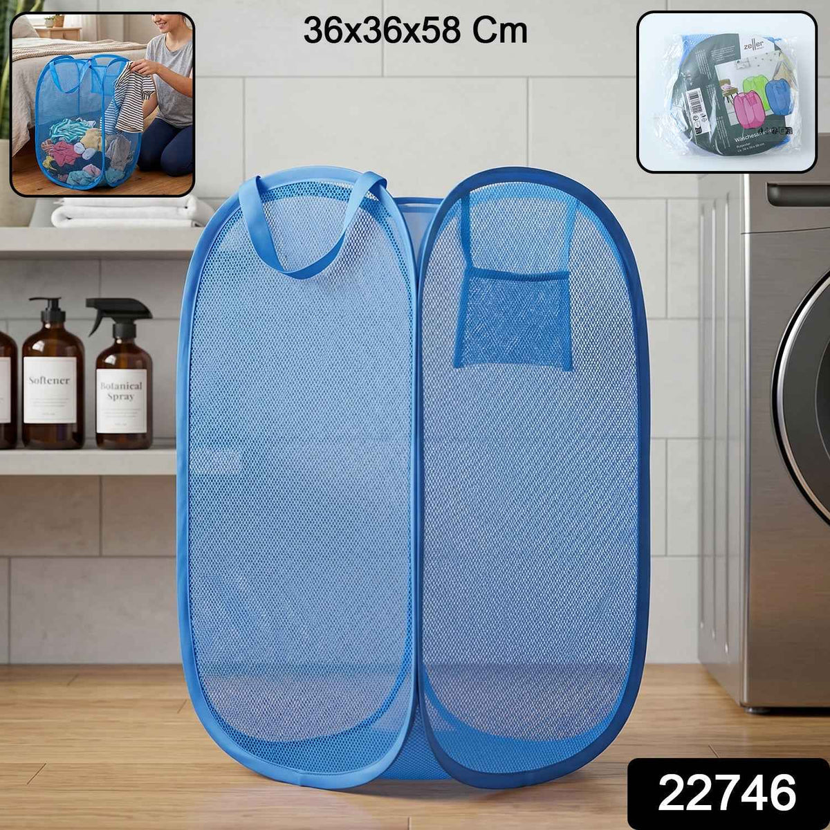 Laundry Basket Ð Foldable Mesh with Handle for Easy Carrying